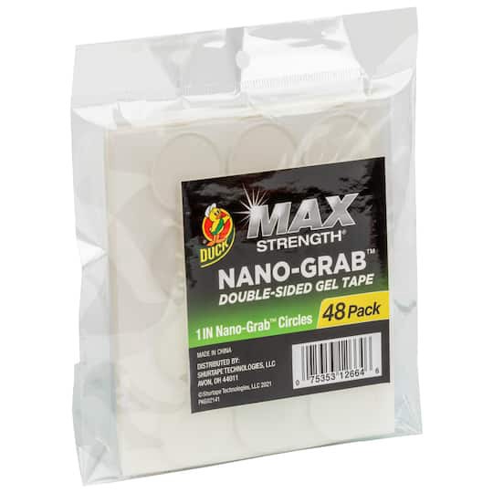 slide 1 of 2, Duck Brand Duck Max Strength Nano-Grab 1" Clear Gel Tape Circles, 48ct., 48 ct