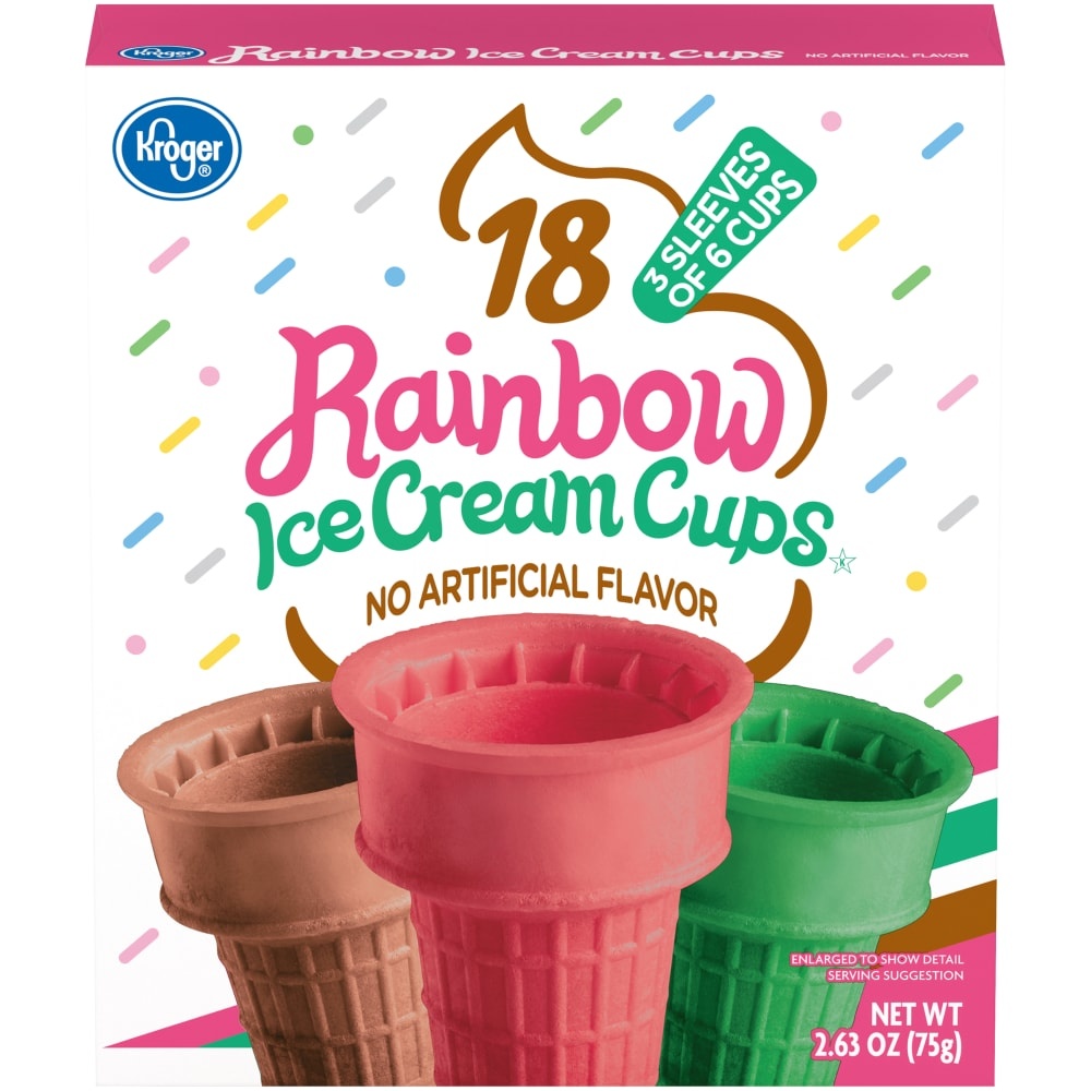 slide 1 of 1, Kroger Rainbow Ice Cream Cups, 18 ct