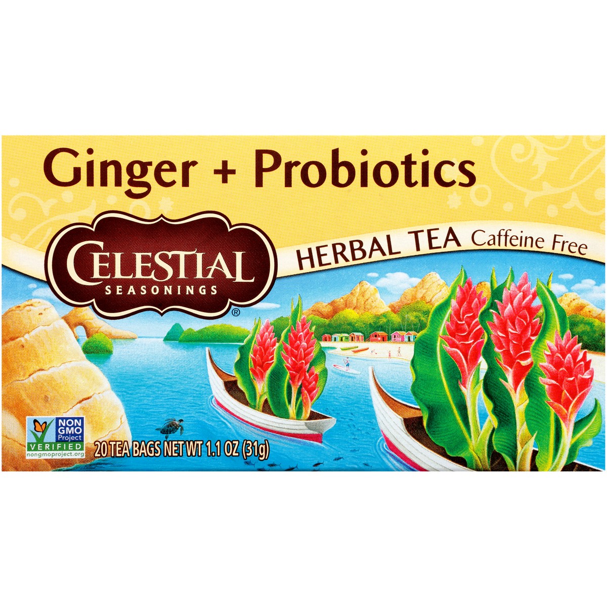 slide 1 of 8, Celestial Seasonings Ginger Probiotics Herbal Tea - 20 ct, 20 ct