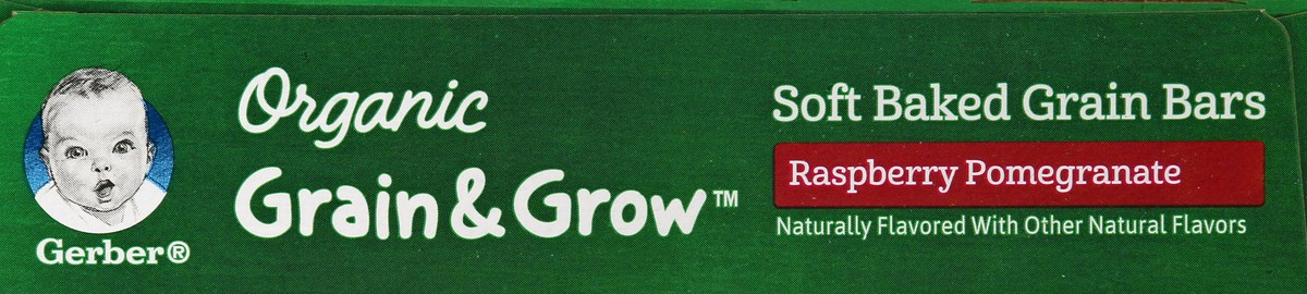 slide 3 of 10, Gerber Grain & Grow Organic Raspberry Pomegranate Soft Baked Grain Bars, 8 ct