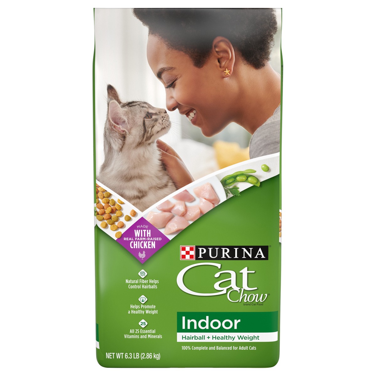 slide 1 of 9, Cat Chow Purina Cat Chow Indoor Dry Cat Food, Hairball + Healthy Weight, 6.3 lb