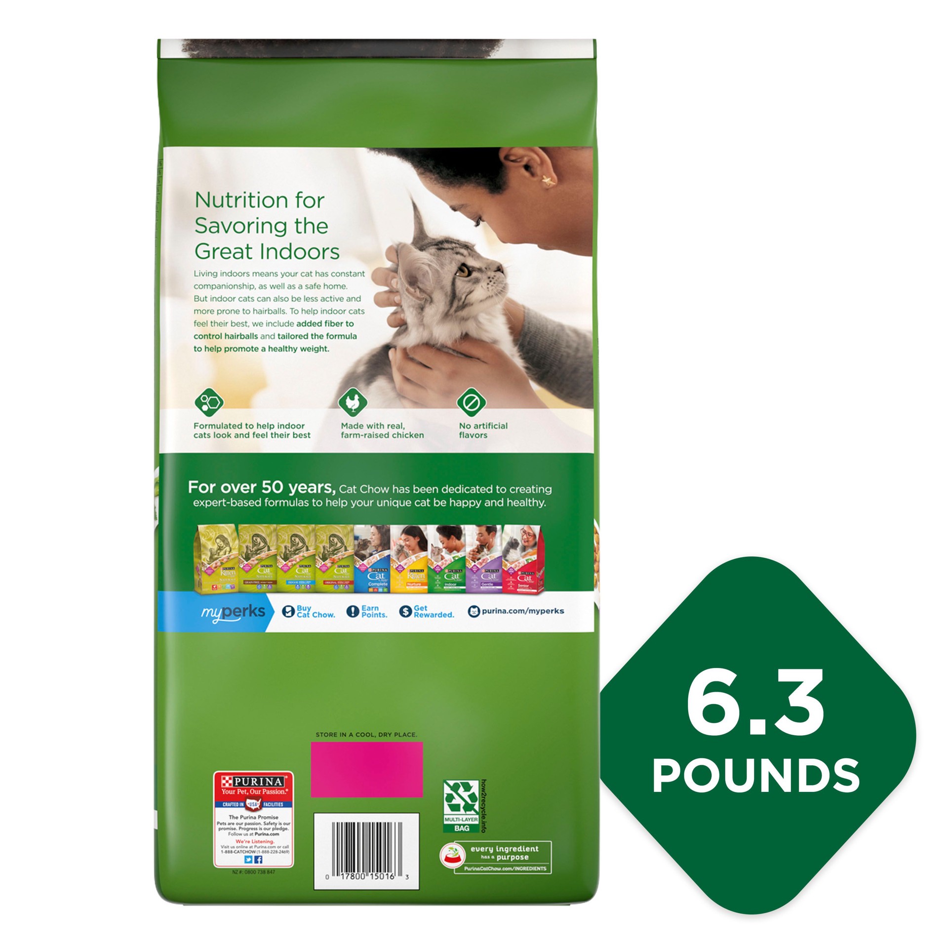 slide 9 of 9, Cat Chow Purina Cat Chow Indoor Dry Cat Food, Hairball + Healthy Weight, 6.3 lb