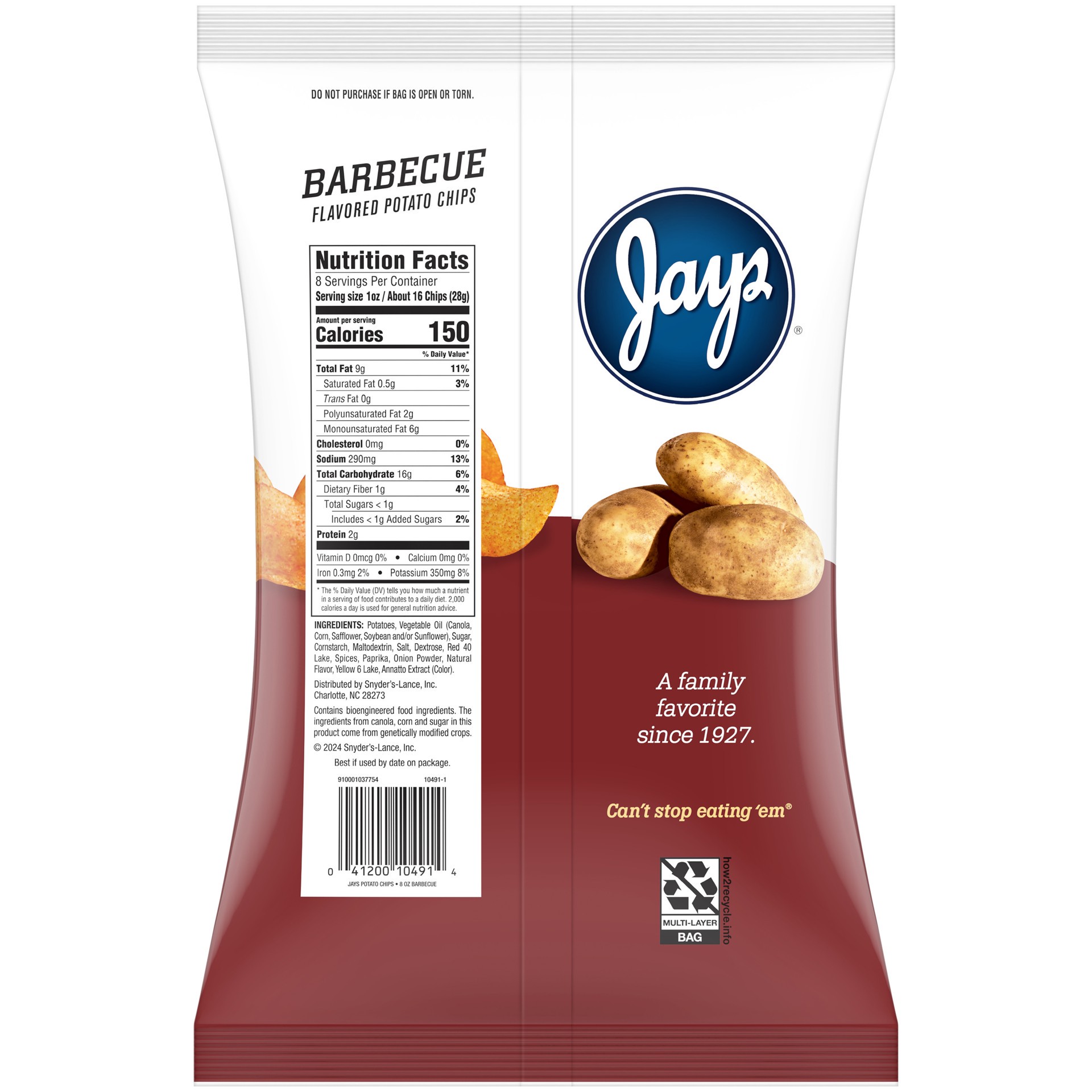 slide 5 of 6, Jay's Bbq Chips, 8 oz