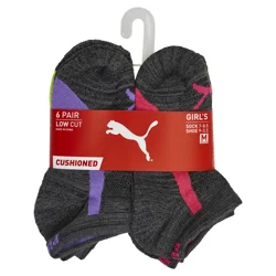 Puma Girl Low Cut P110543 6Pr Blk/Purple 7-8.5