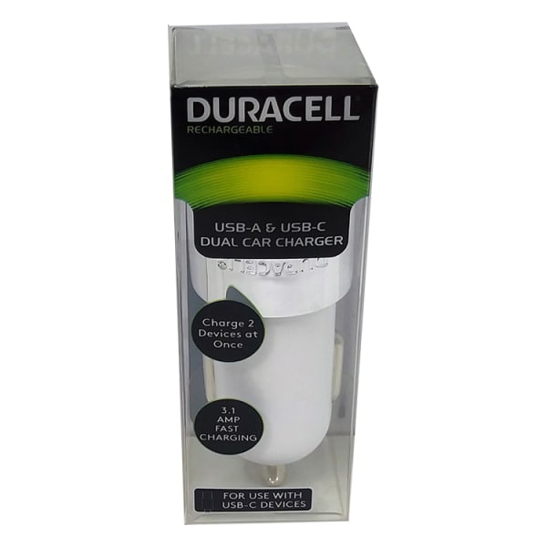 slide 1 of 2, Duracell Dual Car Charger, White, Le2319, 1 ct