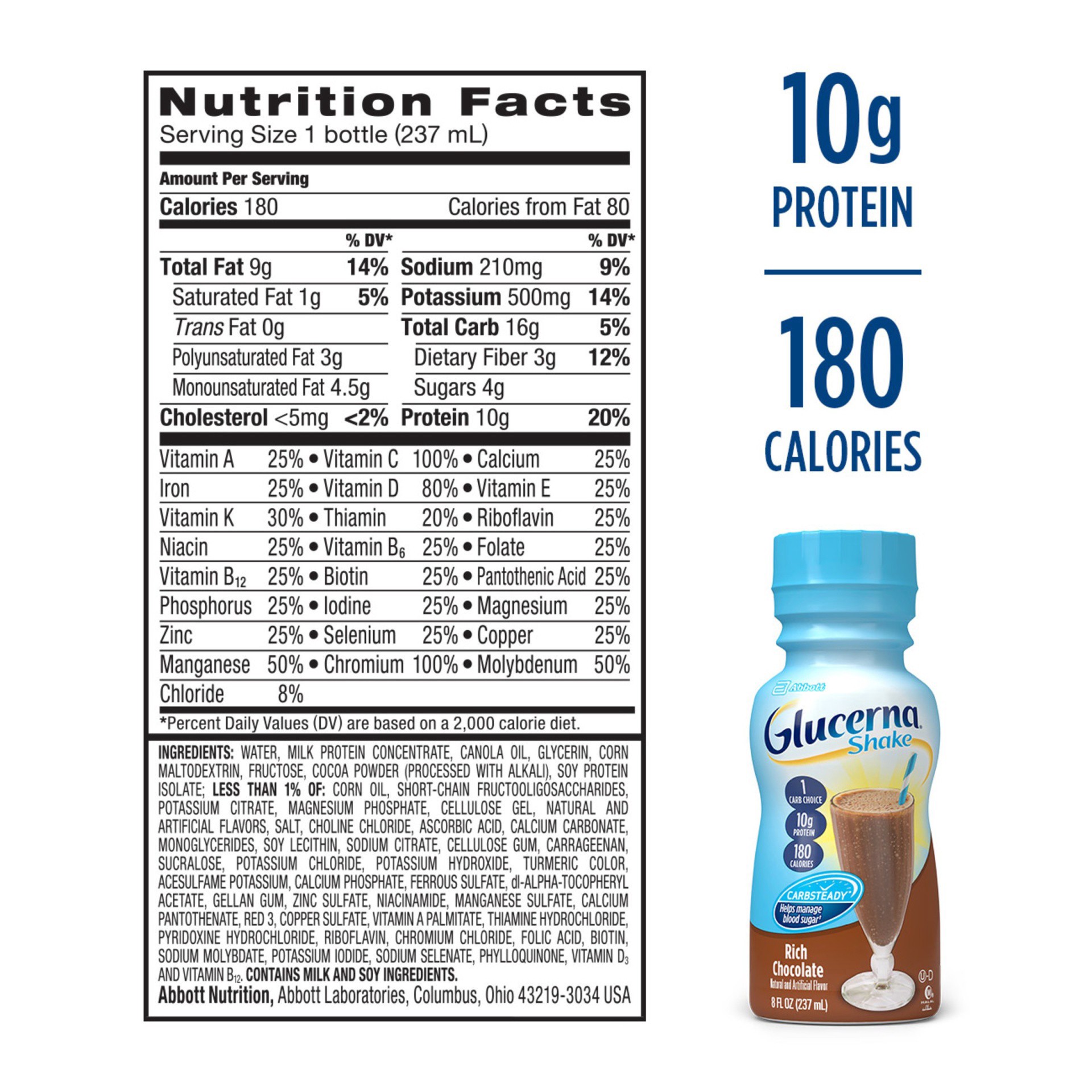 slide 15 of 15, Glucerna Value Size Original Rich Chocolate Shake 16 Bottles - 16 ct, 16 ct