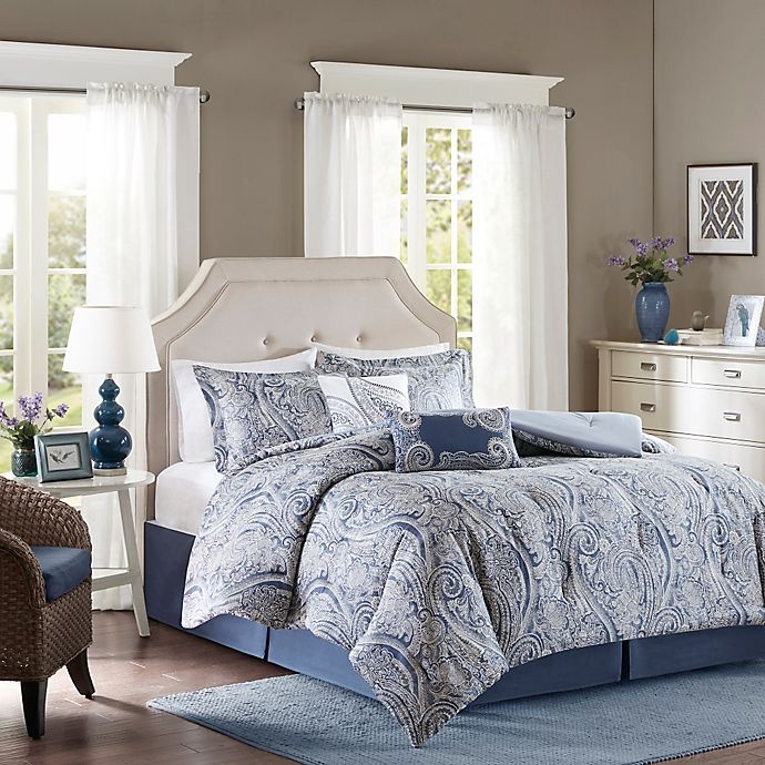 slide 1 of 5, Harbor House Stella California King Comforter Set - Blue, 6 ct