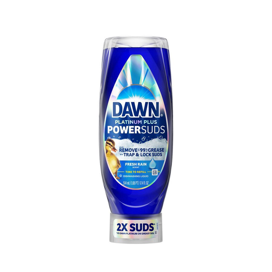 slide 1 of 1, Dawn Platinum Plus Power Suds Easy Squeeze - Fresh Rain, 17.4 oz
