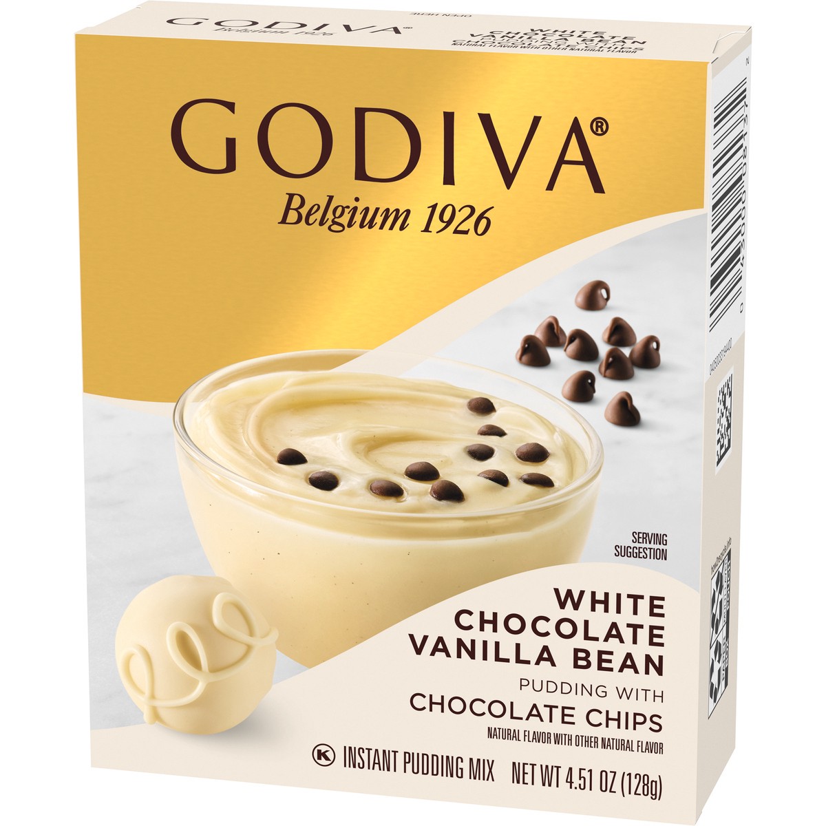 slide 6 of 13, Godiva White Chocolate Vanilla Bean with Chocolate Chips Instant Pudding Mix 4.51 oz. Box, 4.51 oz