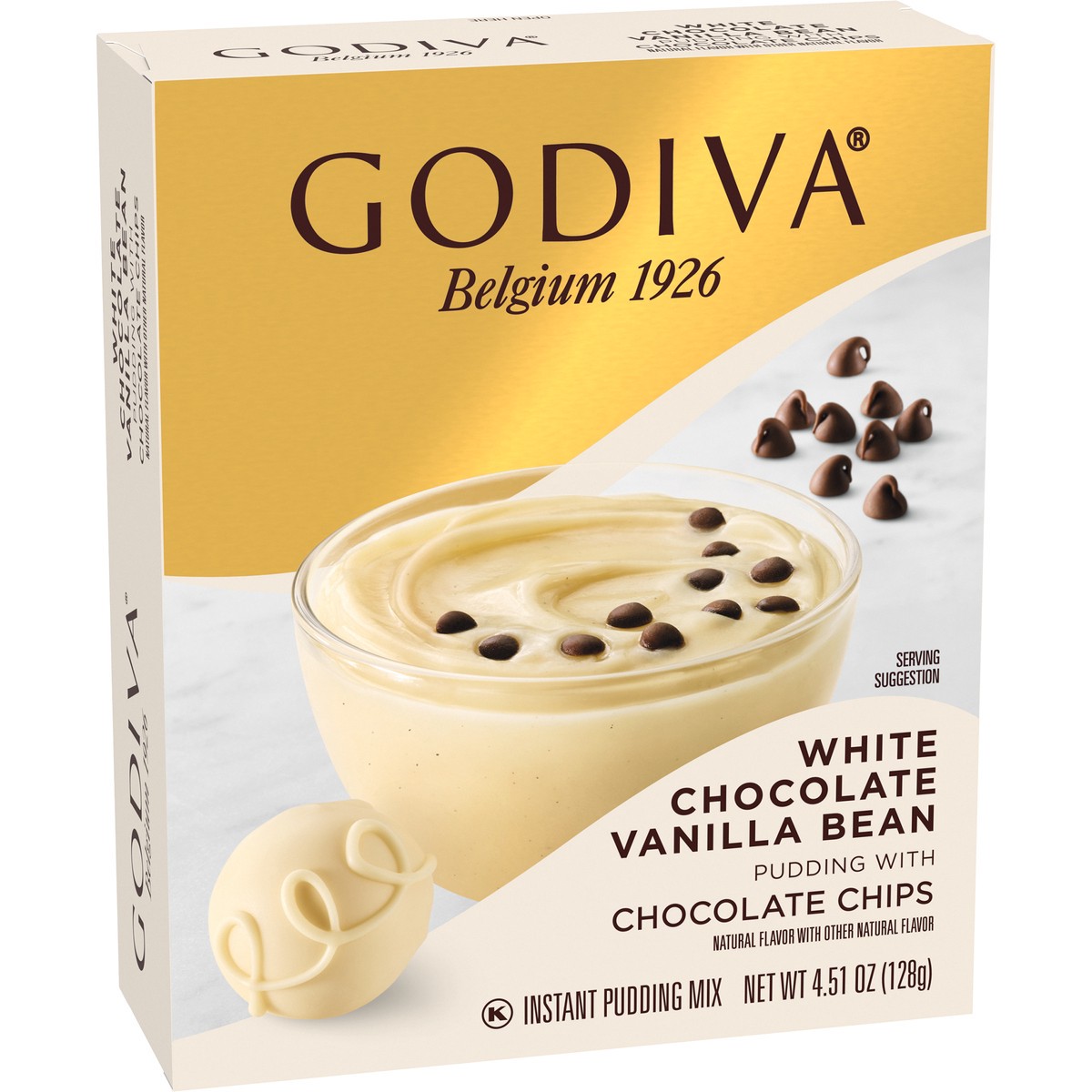 slide 7 of 13, Godiva White Chocolate Vanilla Bean with Chocolate Chips Instant Pudding Mix 4.51 oz. Box, 4.51 oz