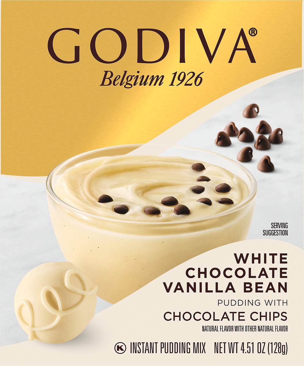 slide 10 of 13, Godiva White Chocolate Vanilla Bean with Chocolate Chips Instant Pudding Mix 4.51 oz. Box, 4.51 oz