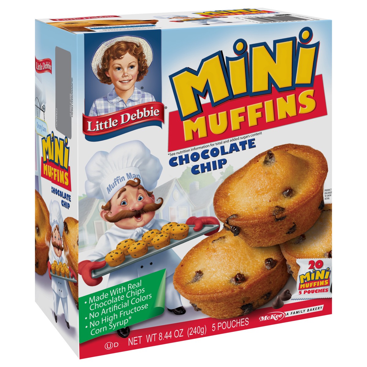 slide 2 of 9, Little Debbie Snack Cakes, Little Debbie Family Pack Mini Muffins (chocolate chip), 5 ct