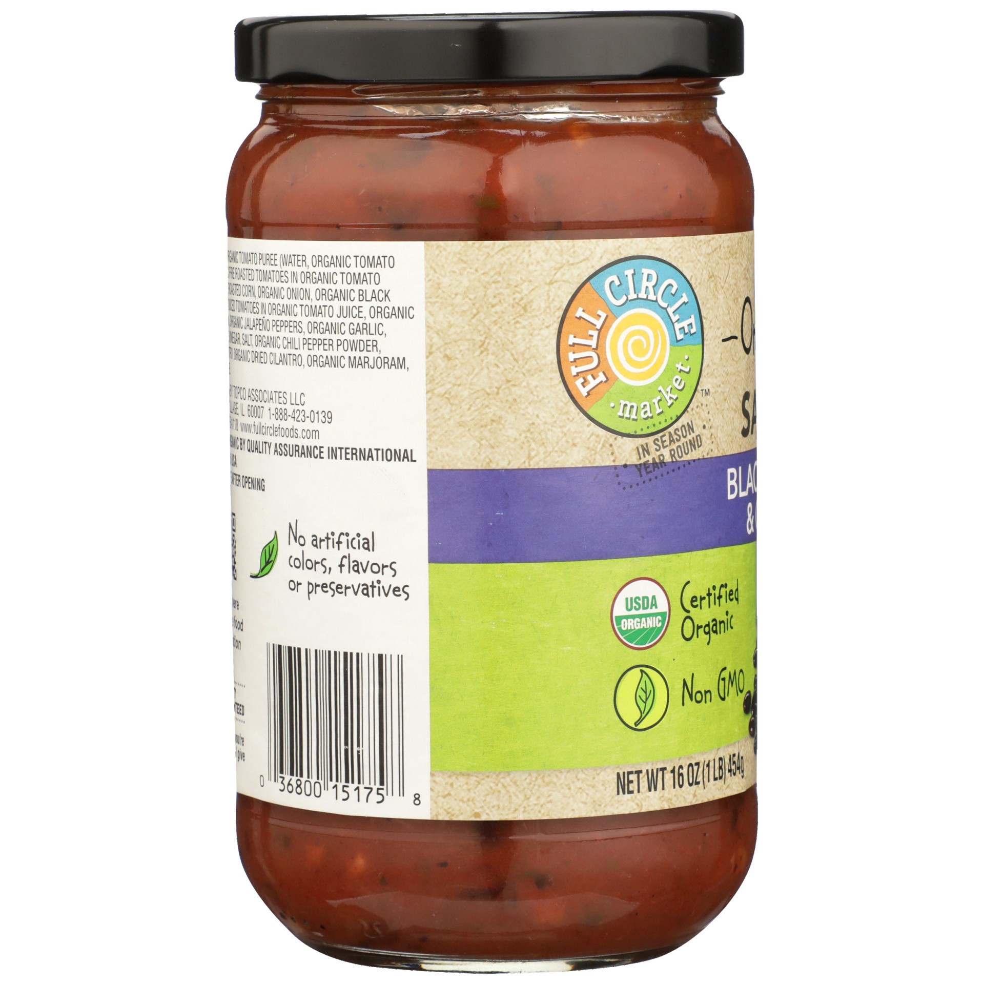 slide 5 of 6, Full Circle Market Organic Salsa - Black Bean, Medium, 16 oz