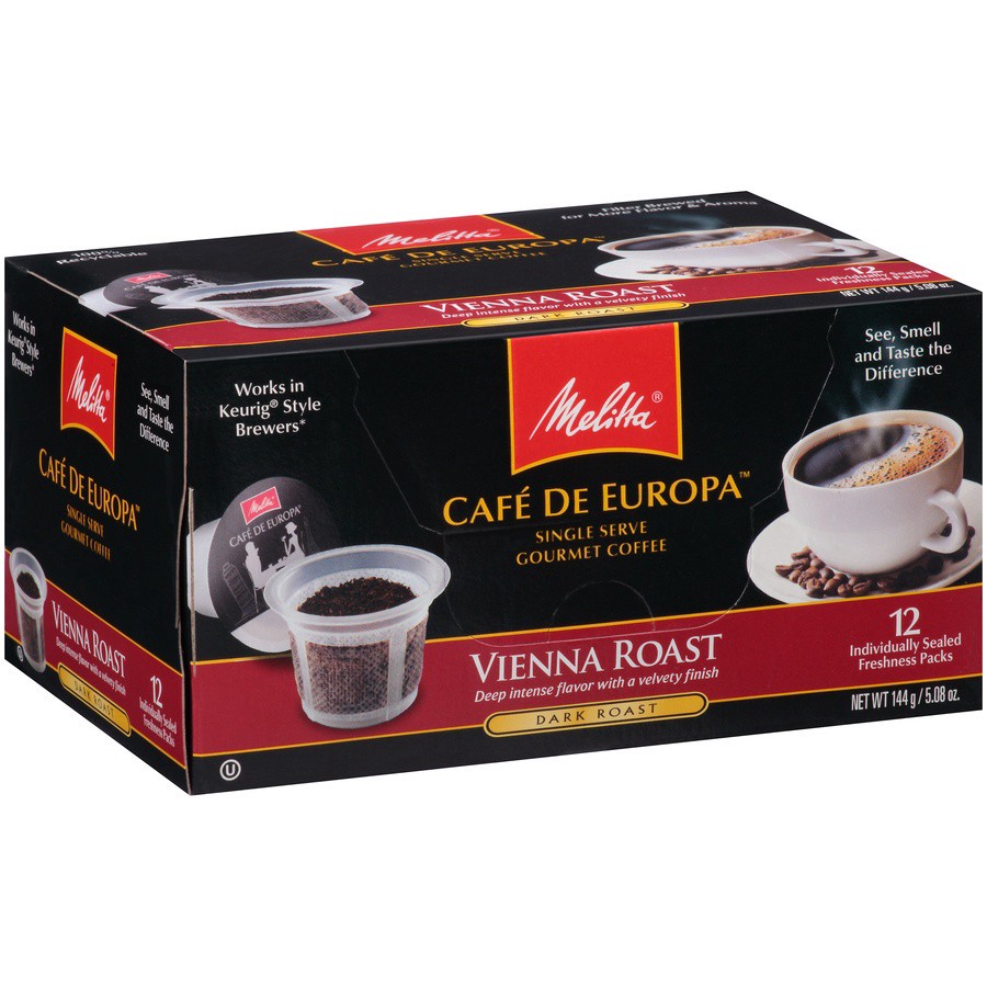 slide 2 of 7, Melitta Cafe De Europa Dark Roast Vienna - 12 PK, 12 ct