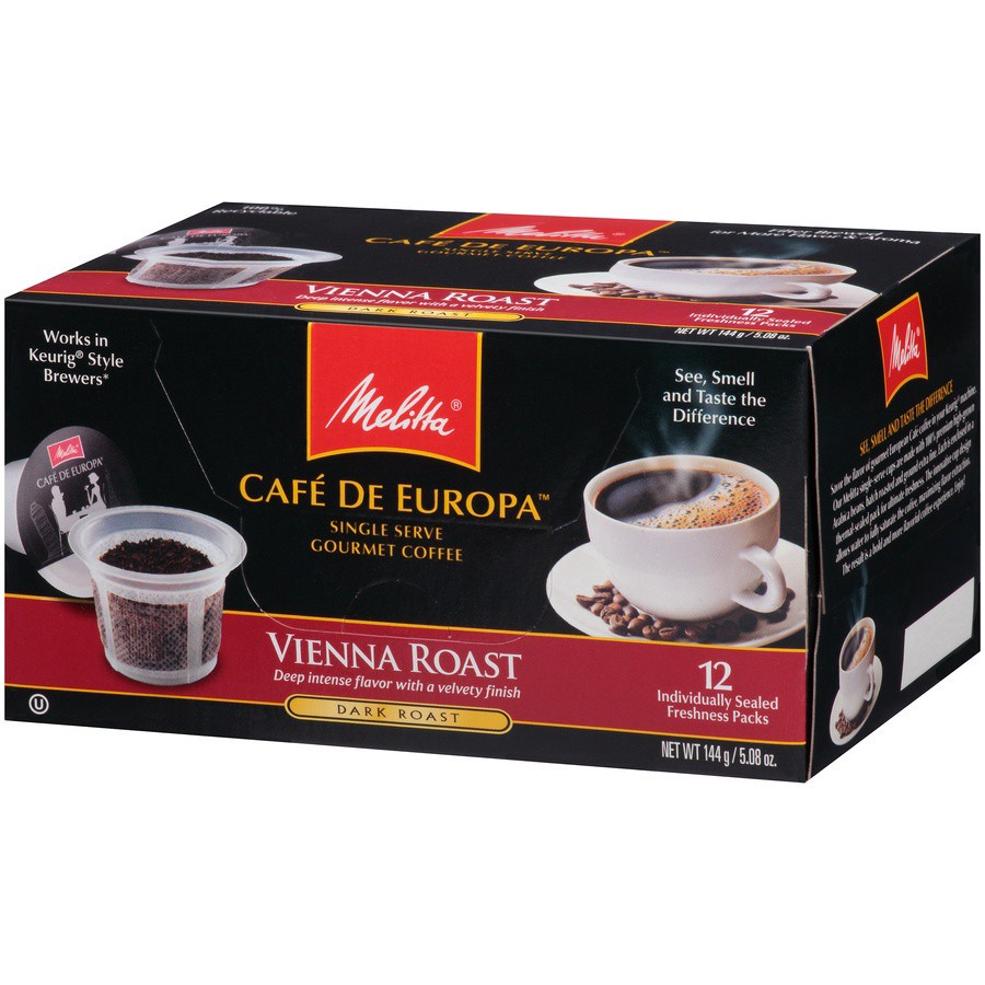 slide 3 of 7, Melitta Cafe De Europa Dark Roast Vienna - 12 PK, 12 ct