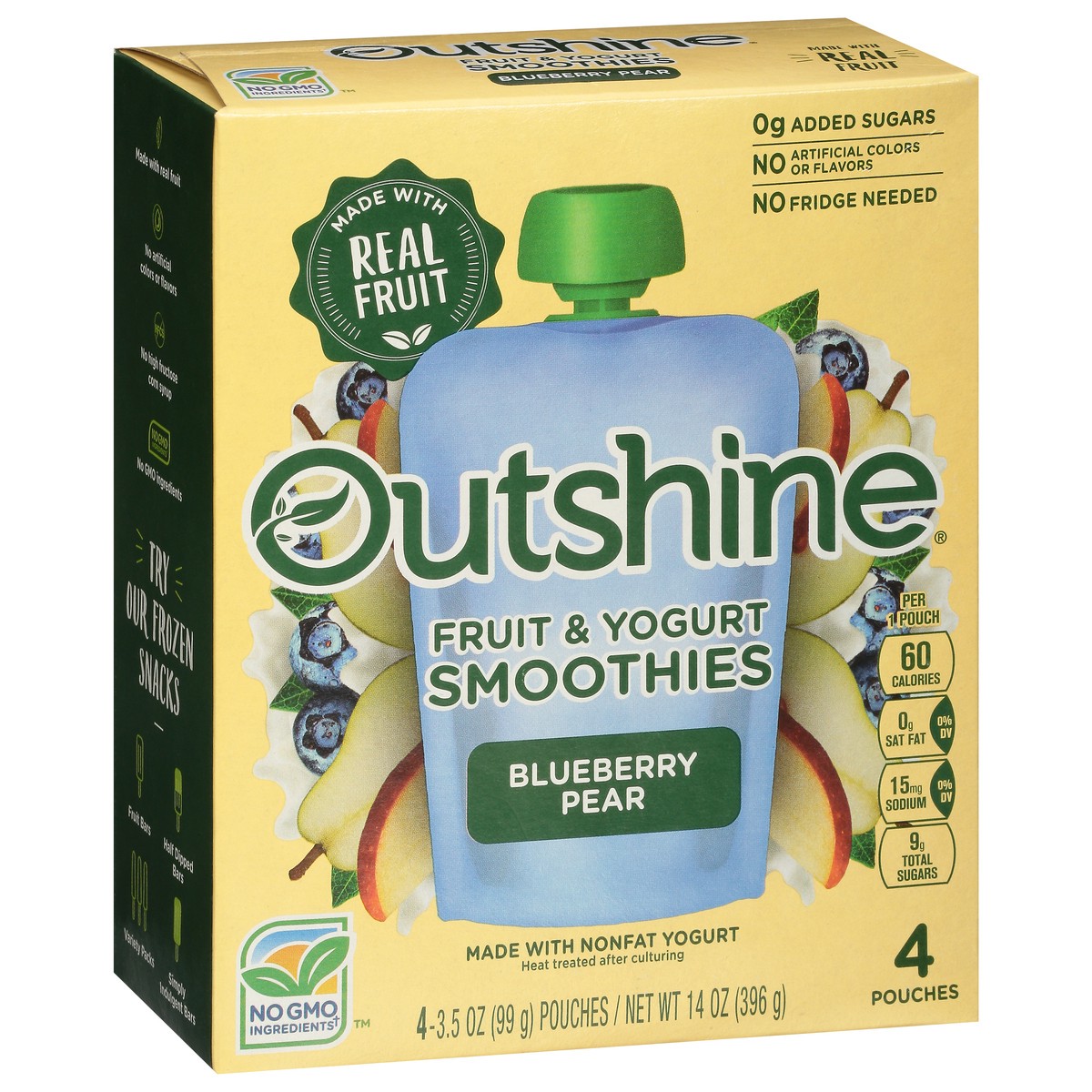 slide 11 of 11, Outshine Fruit & Yogurt Blueberry Pear Smoothies 4 - 3.5 oz Pouches, 4 ct