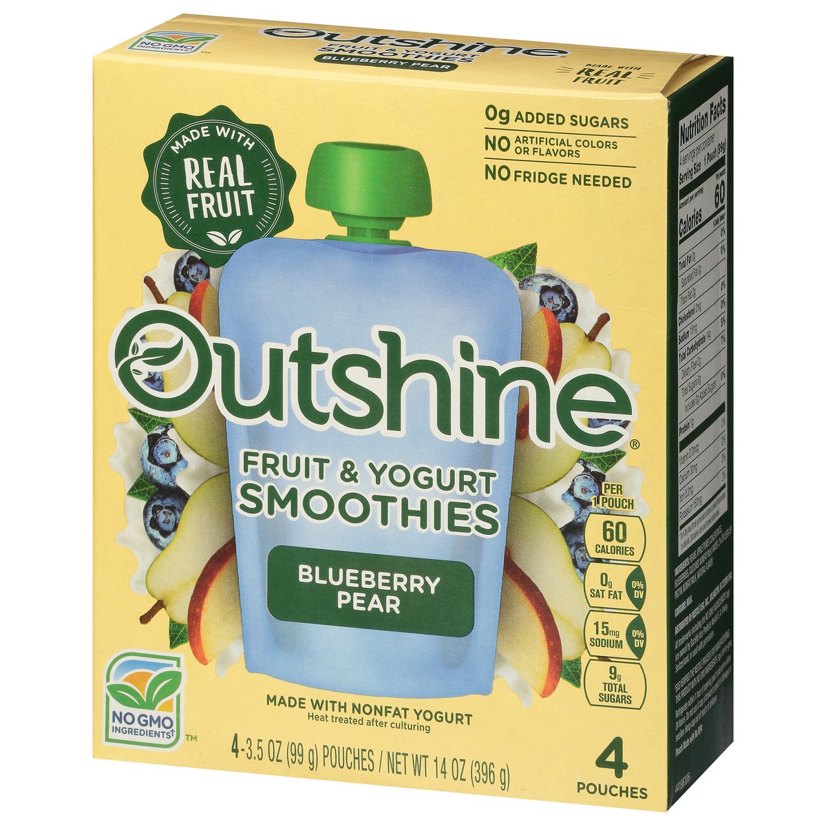 slide 3 of 11, Outshine Fruit & Yogurt Blueberry Pear Smoothies 4 - 3.5 oz Pouches, 4 ct