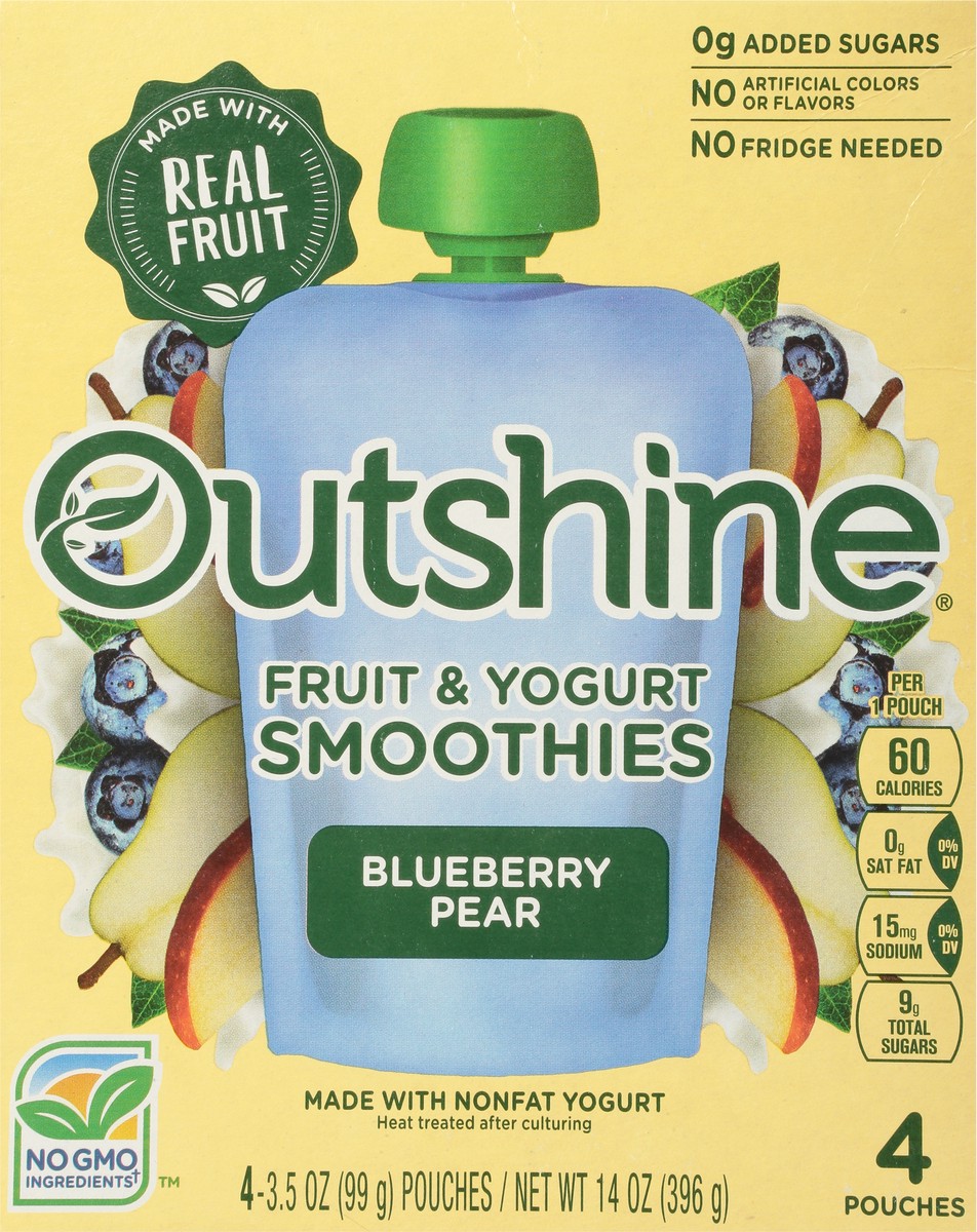 slide 6 of 11, Outshine Fruit & Yogurt Blueberry Pear Smoothies 4 - 3.5 oz Pouches, 4 ct