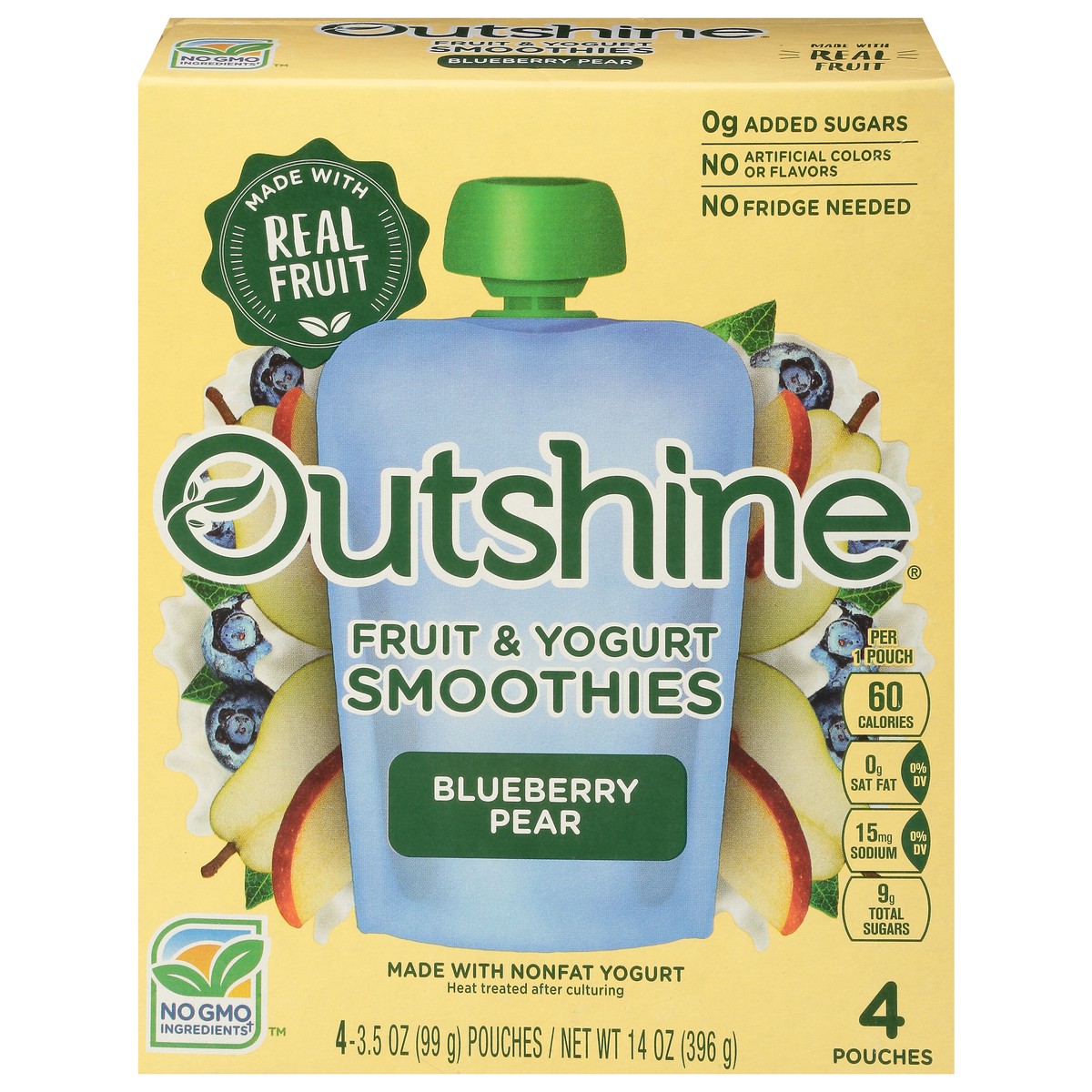 slide 7 of 11, Outshine Fruit & Yogurt Blueberry Pear Smoothies 4 - 3.5 oz Pouches, 4 ct