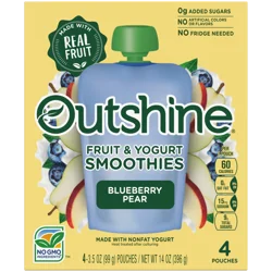 Outshine Fruit & Yogurt Smoothie Blueberry Pear, 4-Pack of 3.5oz Fruit & Yogurt Pouches
