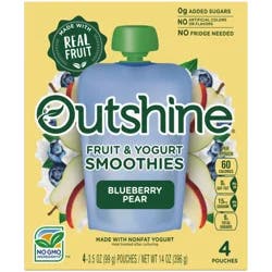 Outshine Fruit & Yogurt Smoothie Blueberry Pear, 4-Pack of 3.5oz Fruit & Yogurt Pouches