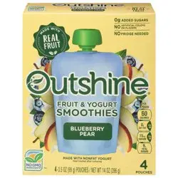 Outshine Fruit & Yogurt Blueberry Pear Smoothies 4 - 3.5 oz Pouches