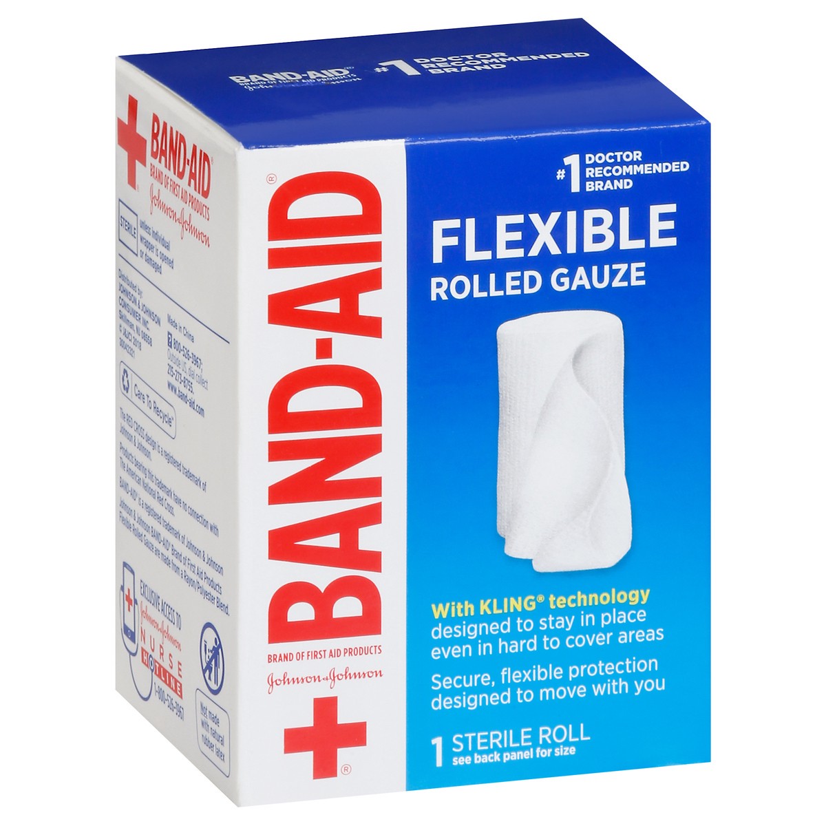 slide 9 of 9, BAND-AID Band Aid Brand of First Aid Flexible Rolled Gauze Dressing for Minor Wound Care, soft Padding and Instant Absorption, 2 Inches by 2.5 Yards, 1 ct