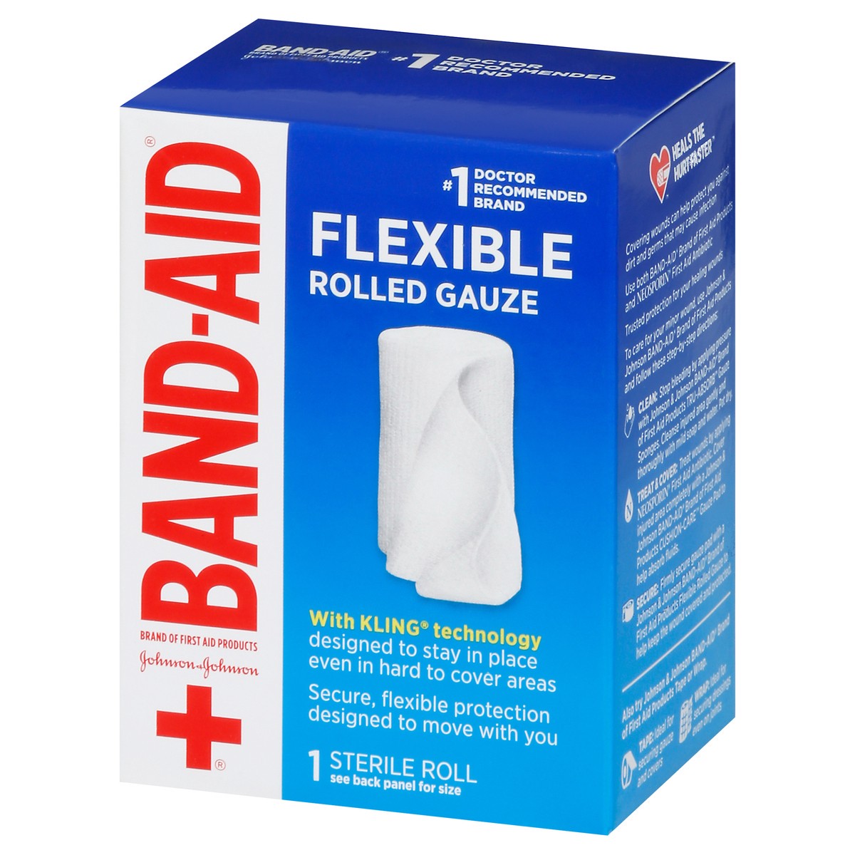 slide 2 of 9, BAND-AID Band Aid Brand of First Aid Flexible Rolled Gauze Dressing for Minor Wound Care, soft Padding and Instant Absorption, 2 Inches by 2.5 Yards, 1 ct