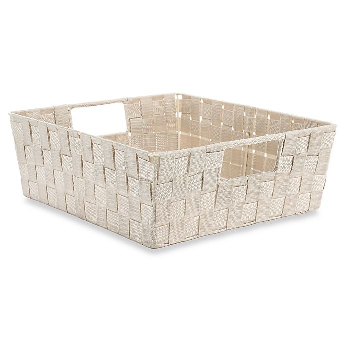 slide 1 of 1, Simplify Shelf Woven Storage Tote - Cream, 1 ct