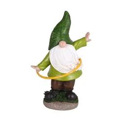 HD Designs Outdoors Chasing Lights Solar Hula Hoop Garden Gnome - Lime