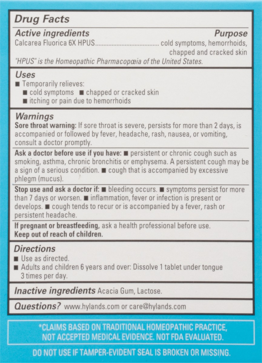 slide 7 of 9, Hyland's Naturals Doses Calc Fluor 6X Cell Salt No. 1 100 Quick-Dissolving Single Tablet, 100 ct