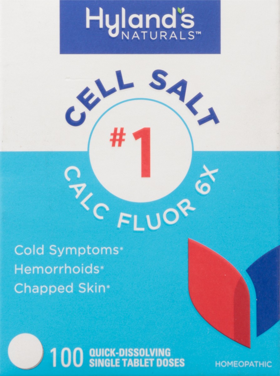 slide 6 of 9, Hyland's Naturals Doses Calc Fluor 6X Cell Salt No. 1 100 Quick-Dissolving Single Tablet, 100 ct