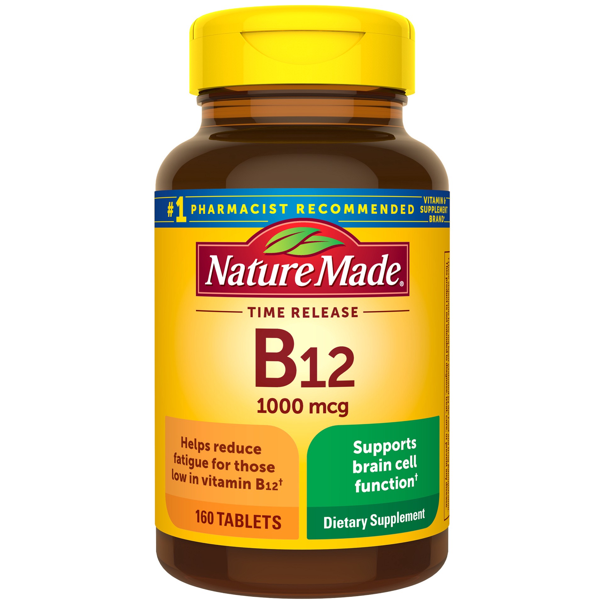 slide 1 of 1, Nature Made Vitamin B12 1000 mcg, Dietary Supplement For Energy Metabolism Support, 160 Time Release Tablets, 160 Day Supply, 160 ct