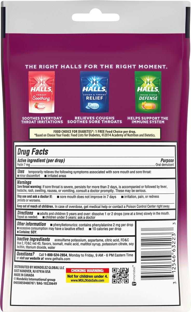 slide 4 of 9, HALLS Throat Soothing (Formerly HALLS Breezers) Cool Berry Sugar Free Throat Drops, 20 Drops, 2.46 oz