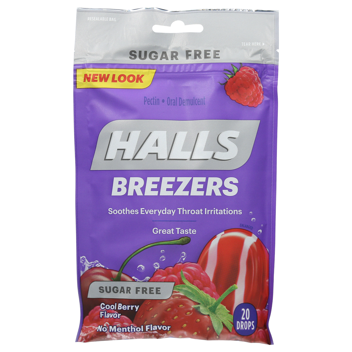 slide 1 of 6, Halls Breezers Sugar Free Cool Berry Throat Drops, 20 ct