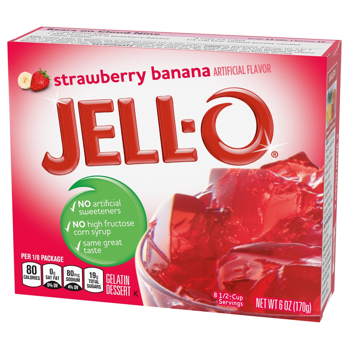 slide 5 of 9, Jell-O Strawberry Banana Artificially Flavored Gelatin Dessert Mix, Family Size, 6 oz Box, 6 oz