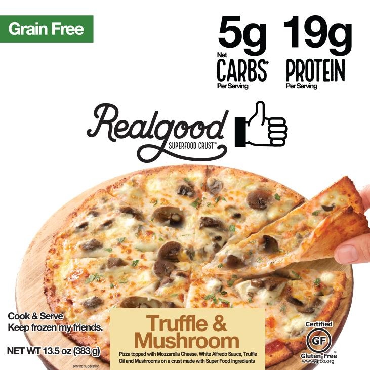 slide 1 of 1, Realgood Superfood Crust Pizza, Truffle & Mushroom, 13.5 oz