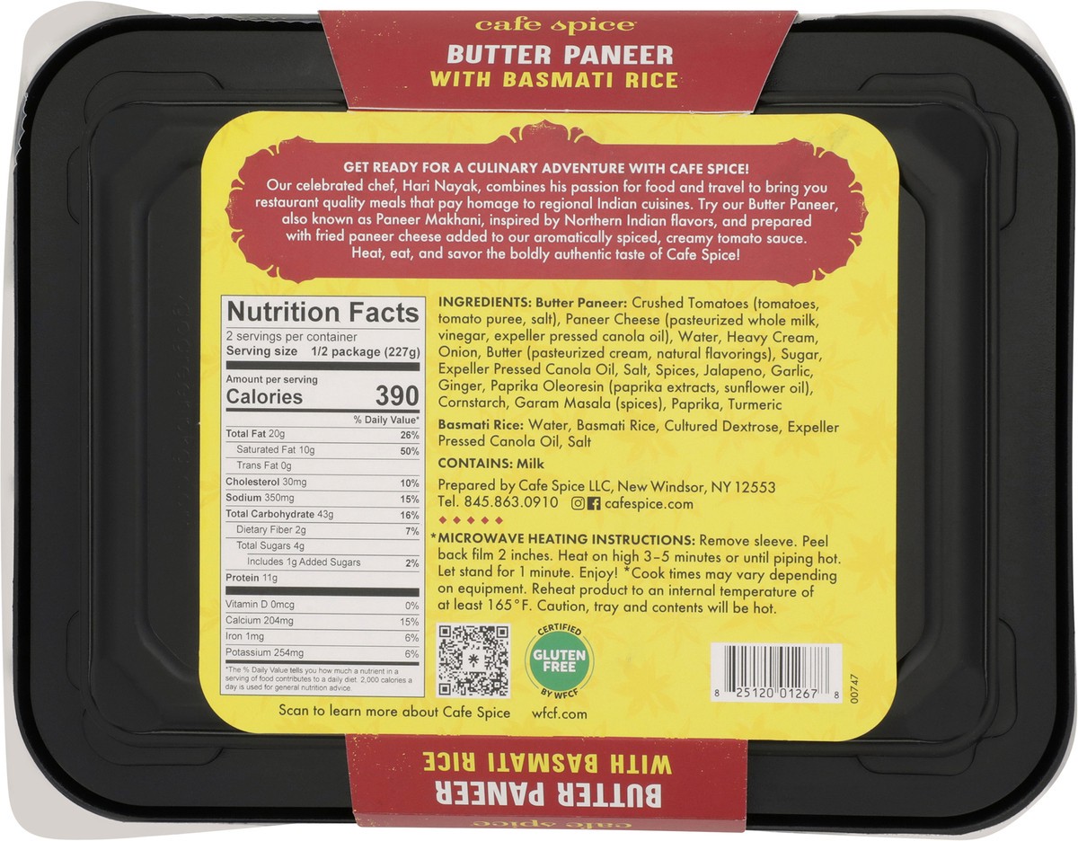 slide 11 of 11, Café Spice Butter Paneer with Basmati Rice Combo, 16 oz