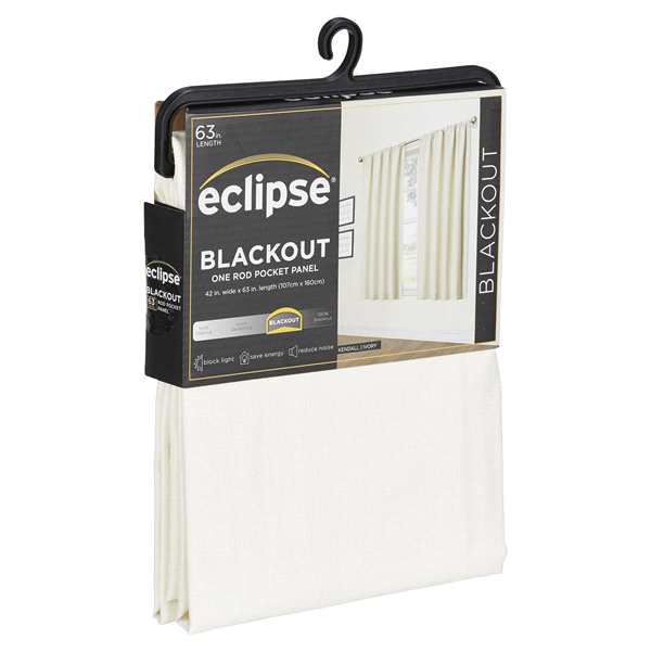 slide 4 of 29, Eclipse Kendall Blackout Window Curtain Panel - 63" - Ivory, 1 ct