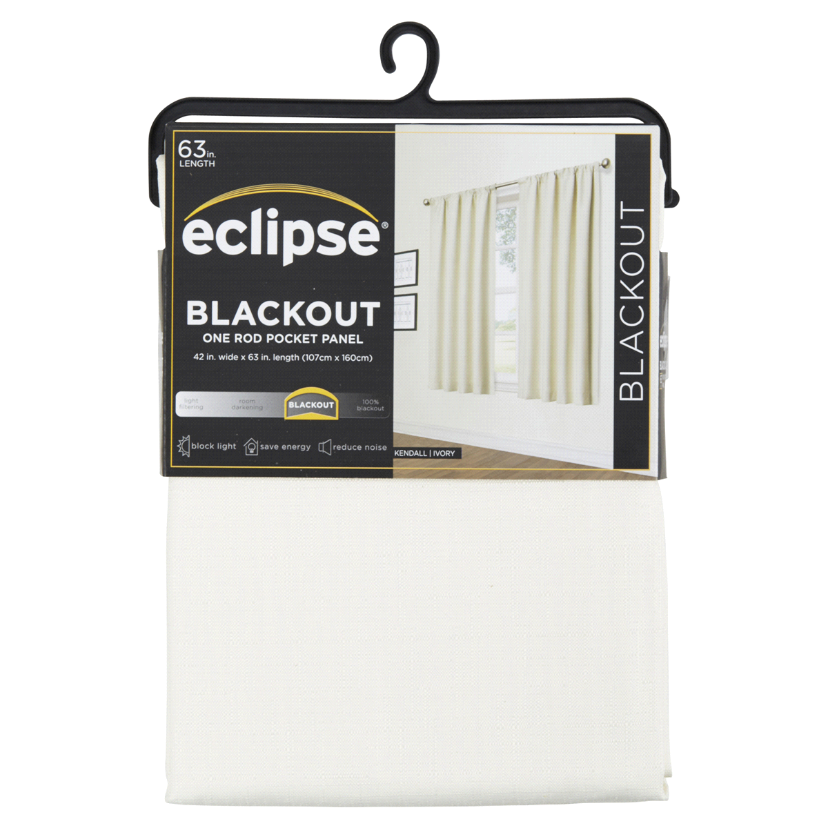 slide 1 of 29, Eclipse Kendall Blackout Window Curtain Panel - 63" - Ivory, 1 ct