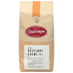PapaNicholas Coffee Whole Bean Light Roast Hazelnut Creme Coffee - 10 oz