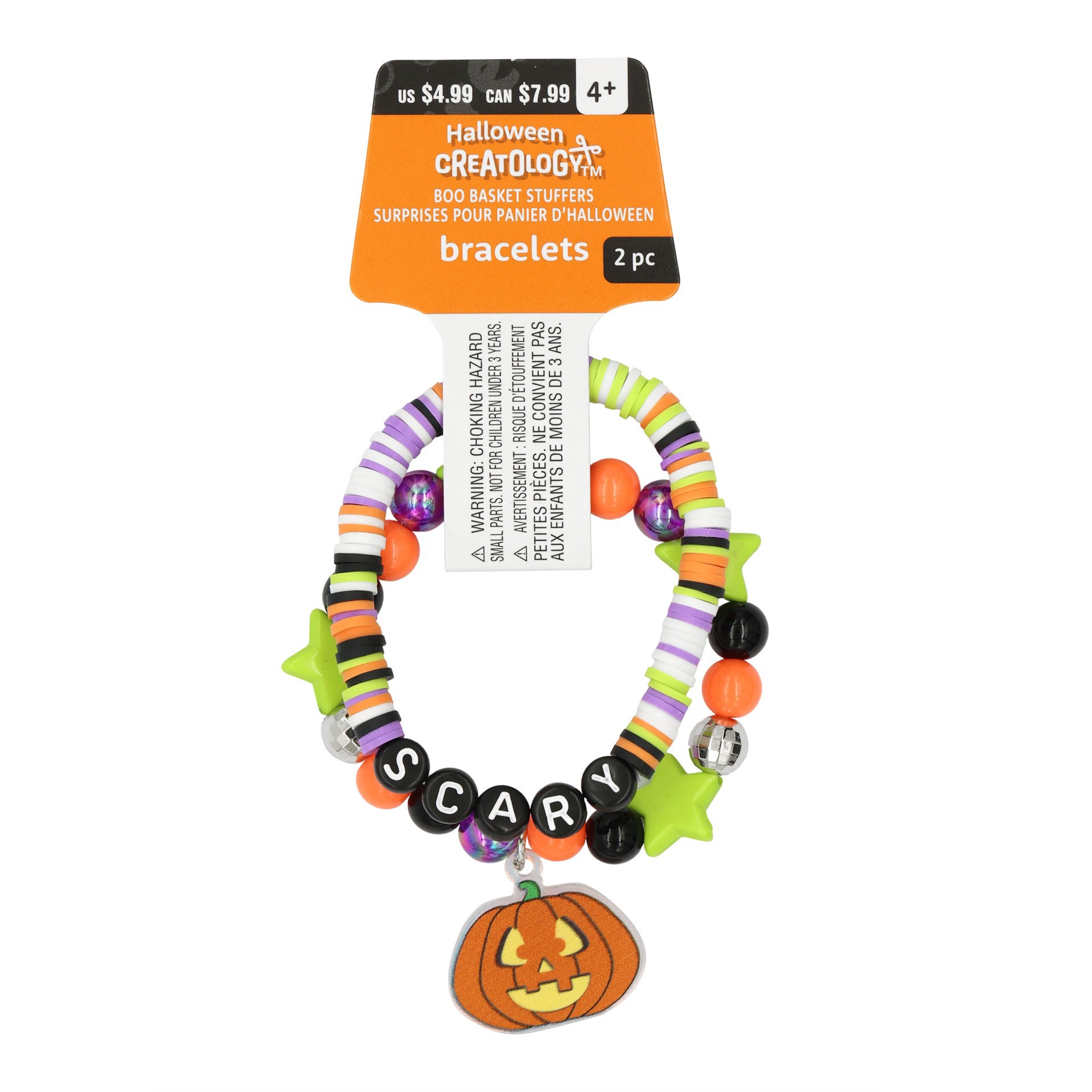 slide 3 of 3, Scary Jack-O'-Lantern Bracelets By Creatology, 2 in