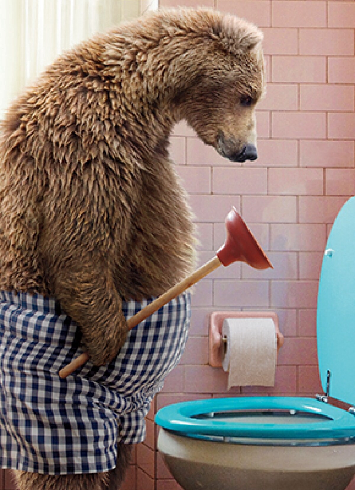 slide 1 of 1, Avanti Press Bear With Toilet Plunger, 1 ct