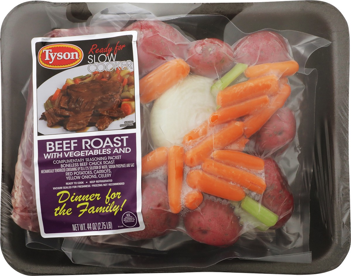 slide 4 of 6, Tyson Slow Cooker Beef Roast with Vegetables Family Size Meal Kit, 44 oz, 44 oz