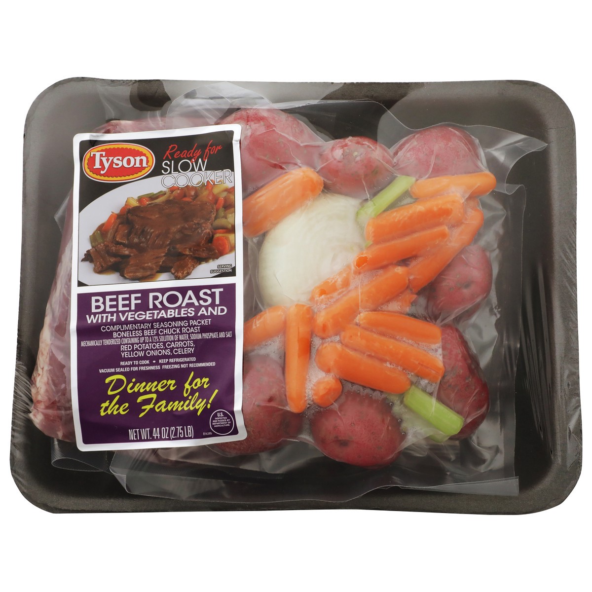 slide 6 of 6, Tyson Slow Cooker Beef Roast with Vegetables Family Size Meal Kit, 44 oz, 44 oz