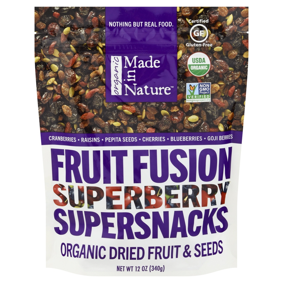 slide 1 of 1, Made in Nature Organic Fruit Fusion Superberry Blast Supersnacks, 12 oz