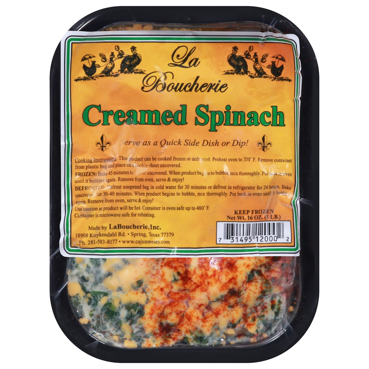 slide 1 of 9, La Boucherie Creamed Spinach 16 oz, 16 oz