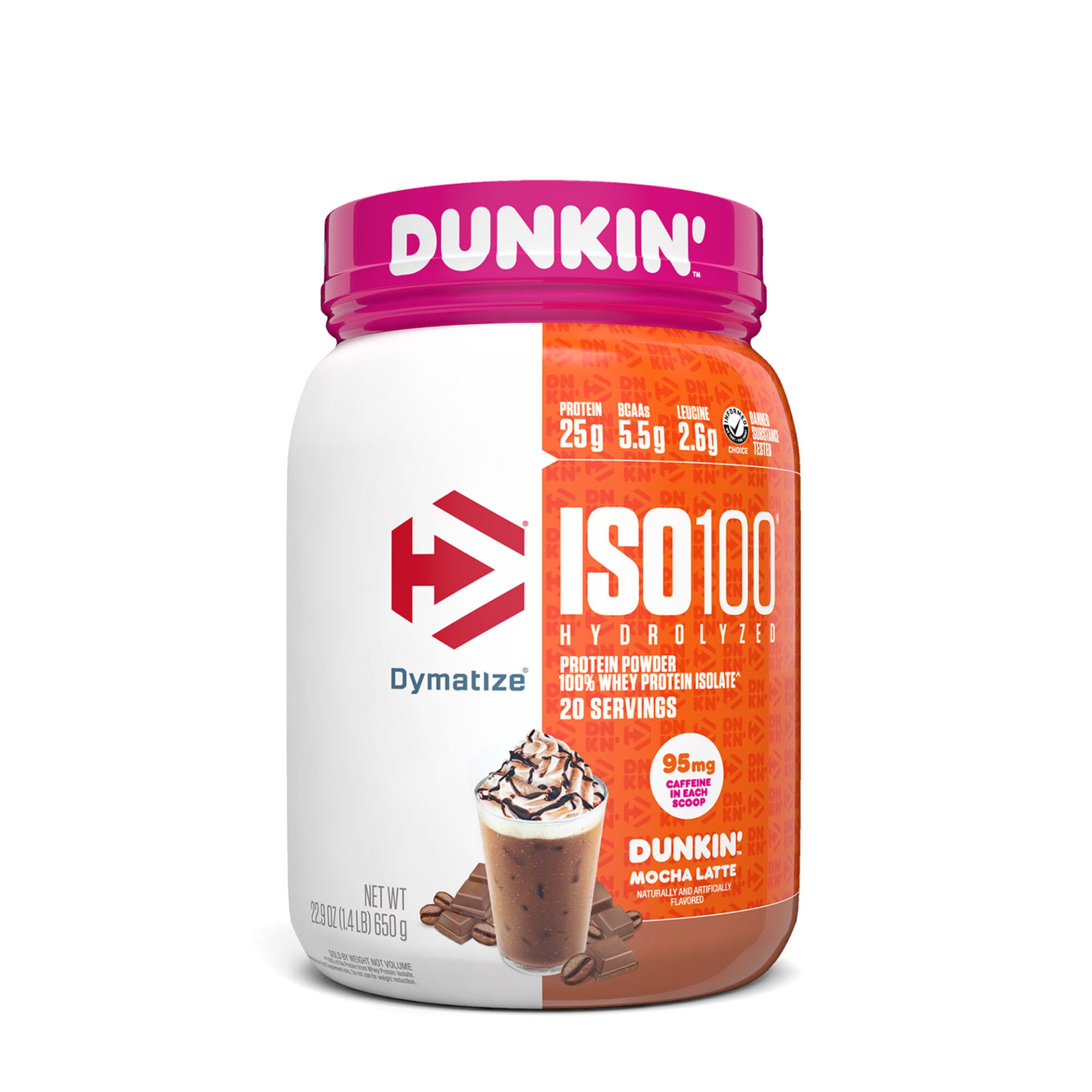 slide 1 of 1, Dymatize ISO100 Whey Protein Isolate - Dunkin' Mocha Latte, 1.4 lb