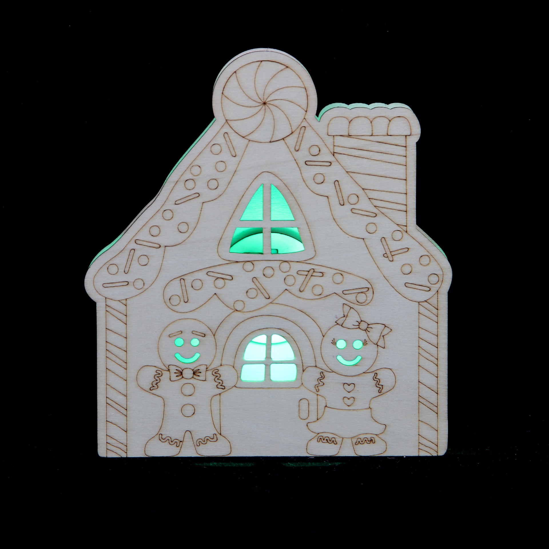 slide 2 of 3, 6.25" Unfinished Gingerbread House Diy Led Wood Decor By Make Market, 6.25 in