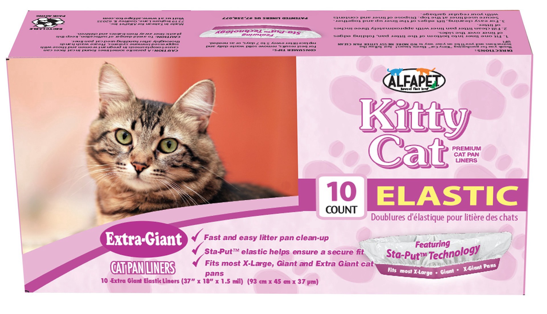 slide 1 of 1, AlfaPet Inc Elastic Edge Kitty Cat Premium Cat Pan Liners, 10 ct